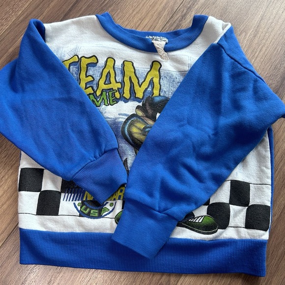 VINTAGE 90s NASCAR Racing Taz Sweatshirt Toddler 24M 2T Blue Looney Tunes - Picture 3 of 4